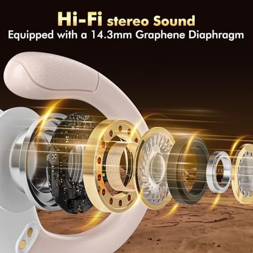 HAOYUYAN Sports Bluetooth Headphones, 80Hrs Playtime Wireless Earbuds with LED Power Display, IPX7 Waterproof Earphones for Workout/Running, Noise Canceling Headset Ear Buds — view 2