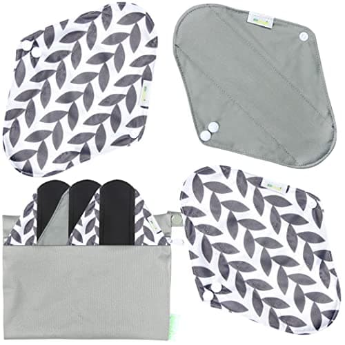 Wegreeco Bamboo Reusable Sanitary Pads (New Pattern) - Cloth Sanitary Pads | Bladder Support & Incontinence Pads | Reusable Menstrual Pads - 6 Pack Pads 1 Cloth Mini Wet Bag Bonus (Medium Luxury)