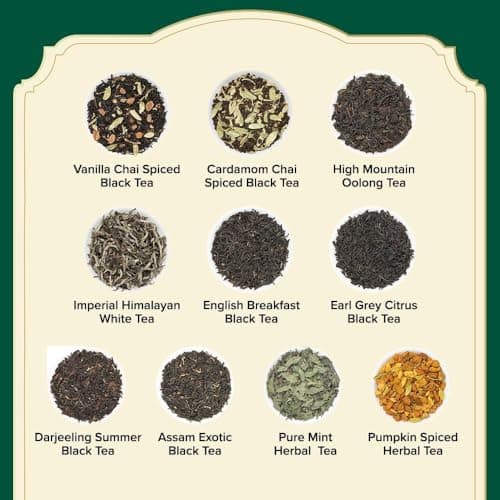 VAHDAM, Assorted Tea Sampler (20 Delicious Variety, 40 Individually Wrapped Pyramid Teabags) Long Leaf Premium Teas I Tea Gift Set I Gift Ideas for Lovers | Gifts for Him/Her — view 2