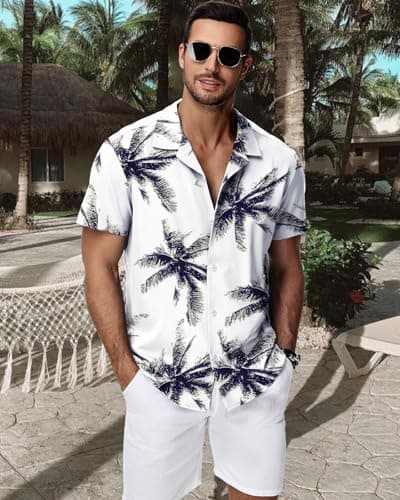 HMIYA Mens Shirts Hawaiian Short Sleeve Button Up Shirt Men Beach Vacation Casual Summer Chemise Homme — view 2