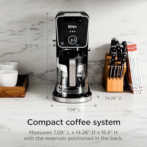 Ninja Specialty Drip Coffee Maker | DualBrew™ Pro Specialty Coffee Machine w/ Frother, Paper Filter | Brew with Pods & Grounds, K Cups Compatible | 4 Brew Styles, 13 Cup to Pot Sizes | Black, CFP301 — view 8