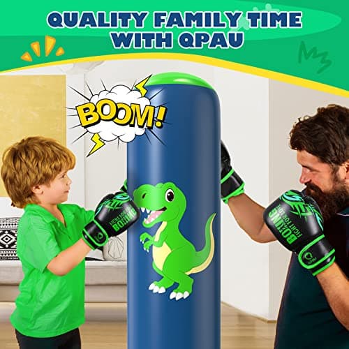 QPAU Inflatable Punching Bag, 48 Inch Stable Inflatable Boxing Bag for 3-6 Kids, Dinosaur Toy & Gifts for Boys and Girls, Kids Boxing Set for Practicing Karate, Taekwondo — view 4