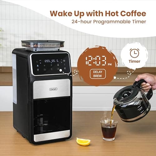 Gevi 10-Cup Drip Coffee Maker With Built-In Burr Grinder & Touch Screen — view 4