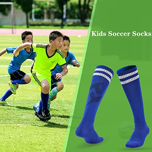 Looknniy 6 Pairs 9-12 Year-Old Kids Soccer Socks Stretchy Knee High Tube Football Athletic Team Socks for Boys Girls — view 4