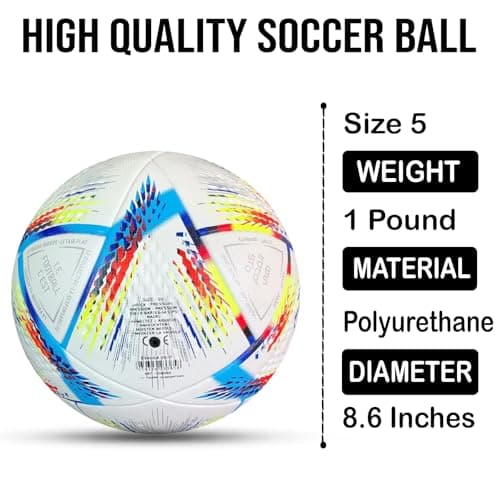 World Cup 2022 Soccer Ball Size 5 – Final Match Replica | Durable, High-Performance Football for Training, Play & Soccer Fans
