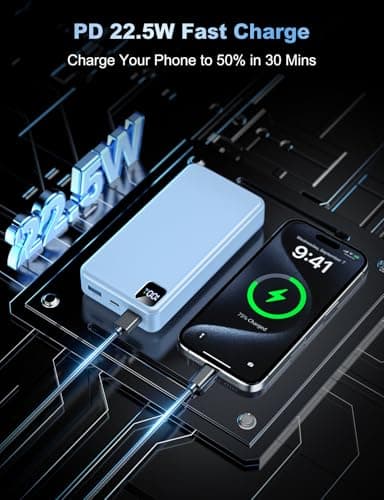 Portable Charger Power Bank, 56800mAh Battery Pack, 22.5W Fast Charging Portable Phone Charger for Camping Travel Essential Compatible with iPhone 17/16/15/14/13 Series, Samsung, Google,iPad-SkyBlue — view 3