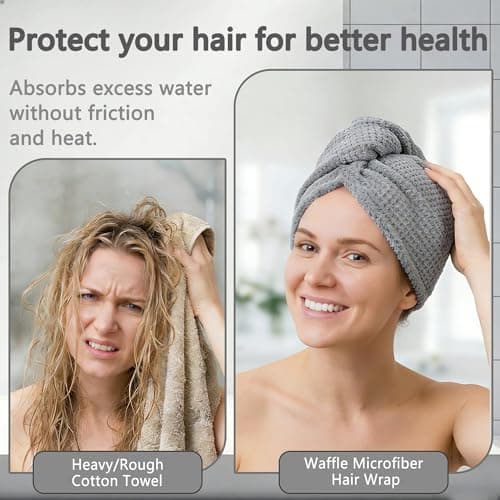 FIONSUN Hair Towel Wrap for Women - Super Absorbent Microfiber Hair Towels for Quick Drying - Anti-Frizz Microfiber Towel Serviette Cheveux for Curly & Long Hair — view 2