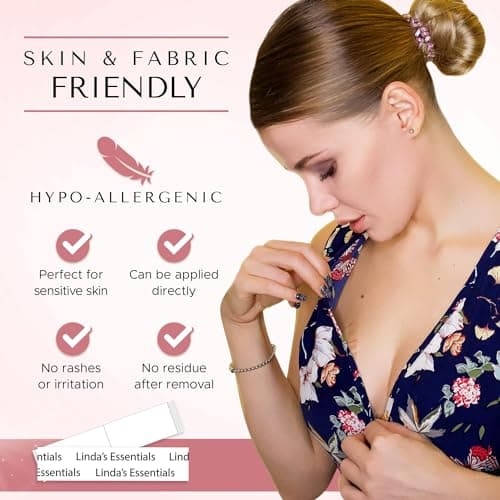 Double Sided Tape for Clothes, Body and Fashion Tape (75 Pack) | Clothing and Hem Adhesive for Women, No Sew No Iron, Strong Fabric Adhesive for Skin for All Shades and Sensitivity, Includes Tin Box — view 3
