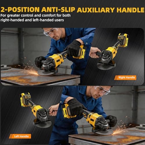 Cordless Angle Grinder: Brushless Angle Grinder with 2X Batteries＆Charger, Power Angle Grinders for Cutting, Rust Removal, Grinding, and Polishing — view 2