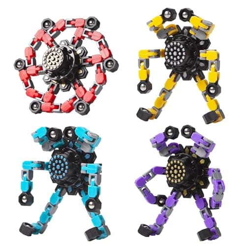 Gokeey Transformable Fidget Spinners Toys 4 Pcs for Kids and Adults Stress Relief Sensory Toys for Boys and Girls Age 8-13 Fingertip Gyros Party Favors Birthday Gifts for Teens Road Trip Travel Toy