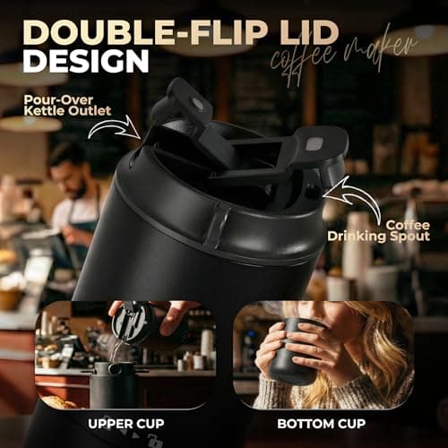 HAUSHOF Portable Electric Coffee Grinder, Travel Coffee Maker and Brewing Kit, Coffee Grinders for Home Use, Portable Pour Over Coffee Maker For Travel, Camping, Car — view 2