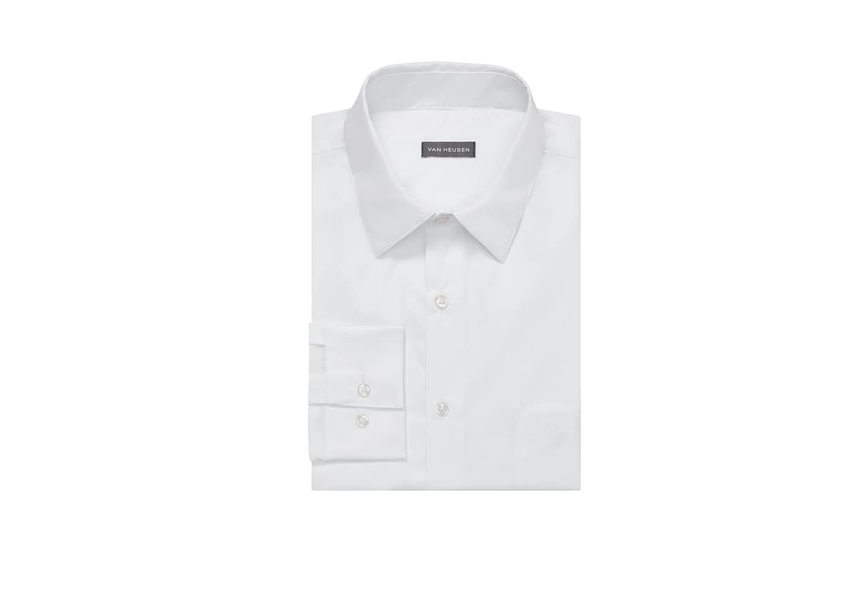 Van Heusen Mens Dress Shirt Regular Fit Poplin SolidDress Shirt — view 4