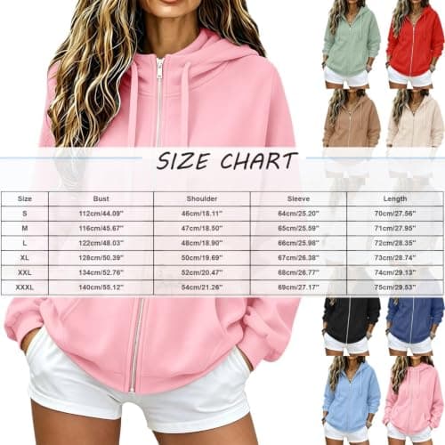 MKLUNJOP Womens Hoodies Zip Up Oversized Sweatshirt Lightweight Jacket — view 2