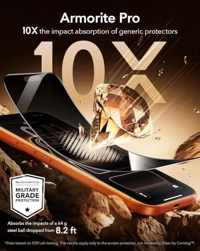 ESR Accessory Glass by Corning™ 3 Pack 9H+ Glass for iPhone 17 Pro Max Privacy Screen Protector, Military Grade Shatterproof & Durable with UltraFit Tray — view 4