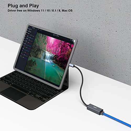 BENFEI USB-C to Ethernet Adapter, USB Type-C (Thunderbolt 3/4) to RJ45 Gigabit Ethernet LAN Network Adapter Compatible with iPhone 15 Pro/Max, MacBook Pro/Air 2023, iPad Pro,iMac, S23, XPS 17 and More — view 4