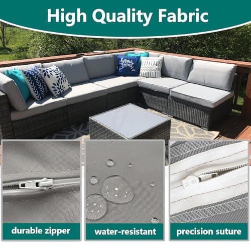 FLYMEI Patio Cushion Covers 19x19x3 Waterproof Outdoor Cushion Cover Replacement 4Packs Outdoor Seat Cushion Slipcover for Rattan Chair Sofa, Grey — view 4