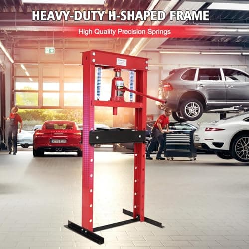GarveeHome 20 Ton Hydraulic H-Frame Floor Press – Heavy Duty with Adjustable Table Height, Stamping Plates – for Metalworking, Bearing Removal, Bending, Straightening, U-Joint & Component Pressing – — view 2