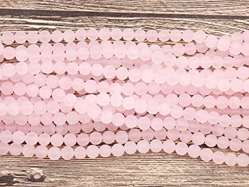Matte Gemstone Beads for Jewelry Making, Sold per Bag 5 Strands Inside (Matte Rose Quartz, 4mm) — view 2