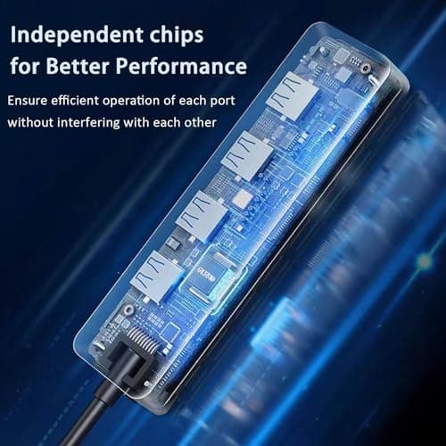 USB Hub 4 Port, VIENON USB 3.0 Hub USB Splitter for Laptop, USB Port Extender USB A Hub for PC, Desktop, Xbox, PS4, Flash Drive, Printer, Keyboard, Mouse, HDD, Plug and Play — view 5