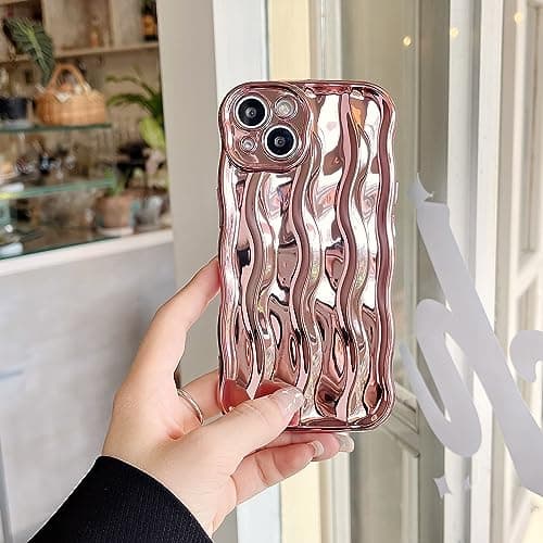 wahhle Water Ripple Pattern Curly Wave Frame Soft Cute Phone Case Cover for Men Women Girls(iPhone 11 Pro Max,Rose Gold) — view 4