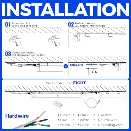 (6 Pack) Barrina T5 LED Shop Light Plug and Play, 4FT, 2200lm, 4000K (Daylight Glow), 20W, Utility Shop Light, Ceiling and Under Cabinet Light — view 8