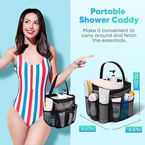 EUDELE Mesh Shower Caddy Portable for College Dorm Room Essentials, Shower Caddy Dorm with 9-Pocket Large Capacity for Beach, Swimming, Gym, Camping, Travel essentials — view 3
