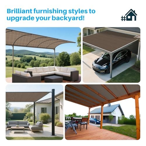 Patio Paradise 15' x 30' Sun Shade Cloth with Grommets Rectangle Shade Sail Canopy Pergola Cover with Straight Edge, UV Block Fabric for Backyard Deck Outdoor Activities, Brown — view 4