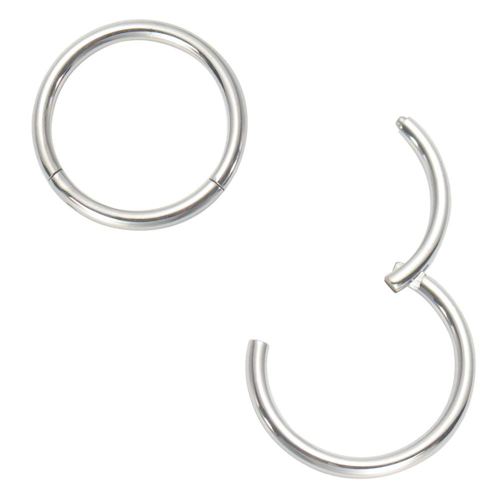 Afftiny Nose Ring Septum Hoop 20G/18G/16G/14G/12G 316L Surgical Stainless Steel Hinged Seamless Earrings, Diameter 5MM-16MM, Gold/Silver/Black/Rose Gold/Rainbow Color — view 18