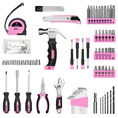 DEKOPRO Drill Set, Home Tool Set with 8V Pink Cordless Drill, Hand Tool Kit for Women, 126 pcs — view 2