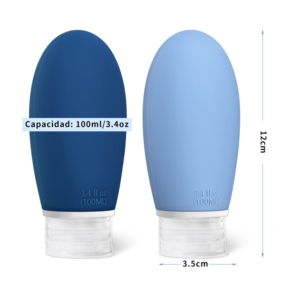 Opret Botes Viaje Rellenables 100ml 3 Piezas, Botellas de Viaje Silicona para Gel y Champu, Botes Viaje a Prueba de Fugas para Gel, Champús, Lociones y Artículos de Tocador, FDA Certificado Sin BPA — view 2