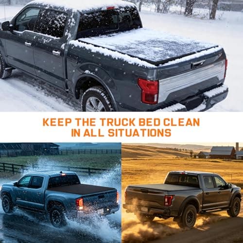 RHOBRA Soft Roll-up Truck Bed Tonneau Cover Compatible with 2009-2026 Dodge Ram 1500 (Incl. Classic & New), 5.7 ft Bed Without Rambox, 26.5oz Vinyl Soft Truck Bed Cover, No-Drill Installation — view 3