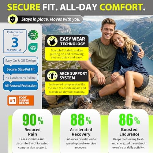 Compression Socks for Plantar Fasciitis, Achilles Tendonitis, Arthritis Relief, Ankle Brace Compression Sleeve with Foot Arch Support, Ankle Wrap for Women, Men, Swelling & Heel Pain Black L-XL — view 4