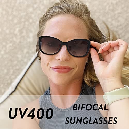 JM Women's Bifocal Reading Sunglasses, Vintage Reader Glasses UV Protection Outdoor Black +4.0 — view 5