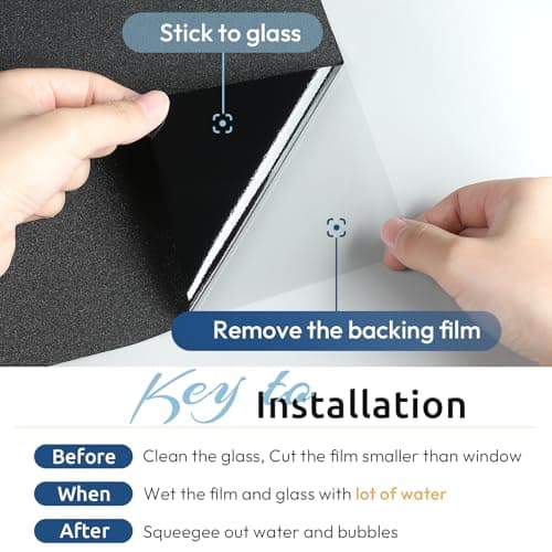 rabbitgoo Blackout Window Film for Privacy, Static Cling Sun Light Blocking Black Out Cover Room Darkening Window Tinting Film, for Day Sleeping Baby Nursery, 30x200cm, 11.8"x78.7", Matte Black — view 4