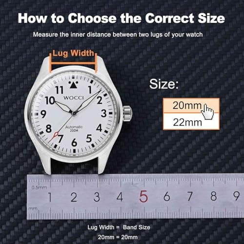 WOCCI 20mm Magnetic Silicone Watch Band, Tactile Ridged Texture, Quick Release (Orange+Black) — view 4