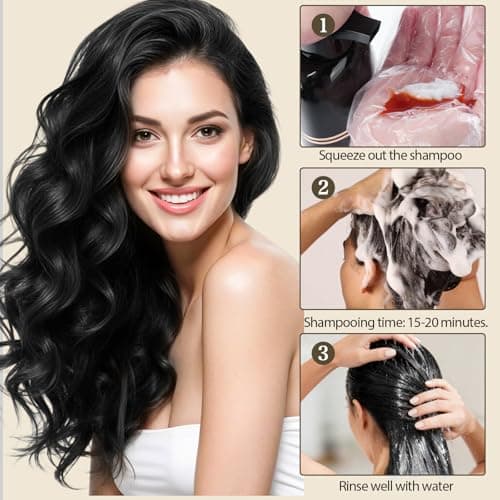 GRYFOX Black Hair Dye Shampoo for Gray Coverage, 3 in 1 Semi-Permanent Hair Color Shampoo for Women and Men with Natural Herbal Ingredients — view 3