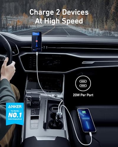 Anker USB C Car Charger, 40W 2-Port PowerIQ 3.0 Type C Adapter, iPhone 17 Car Charger, PowerDrive III Duo with Power Delivery for iPhone 17/17 Pro Max/16/15/14 Series, Galaxy S24/23,AirPods and More