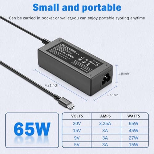 VJYUIJAY 65W USB C Laptop Charger Compatible with HP Laptop Chromebook 65W 45W More USB Type C Power Adapter — view 4