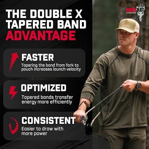 Barnett King Rat Slingshots, Havoc Hunter Slingshot, Includes Double-X Tapered Speed Bands, Hotshot .38 Caliber Ammo, & Brushed Leather Pouch — view 2