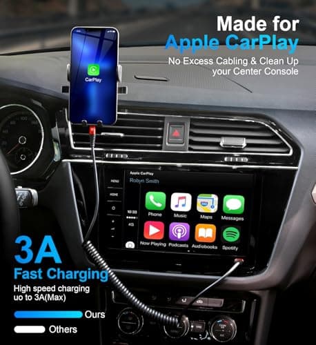 USB C to Lightning Cable for Carplay, 2Pack 3FT Coiled Type C to Lightning — view 2