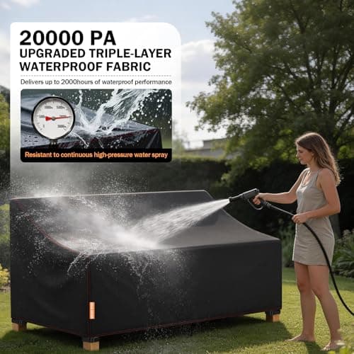 Patio Sofa Cover, 3-Seater Outdoor Couch Covers Waterproof Winter, 420D Patio Furniture Cover Loveseat, Outdoor Sofa Covers with Anti UV and No Tears (Black-sofa cover, 78" W x 34" D x 31" H) — view 4