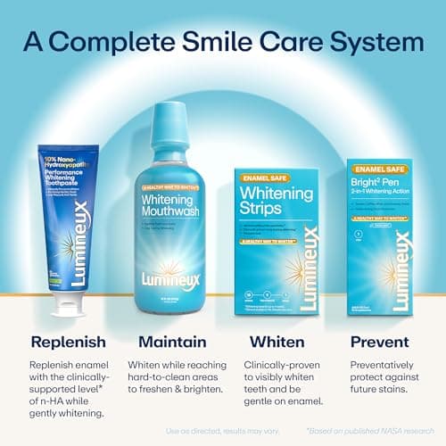 Lumineux Teeth Whitening Strips Kit - 9 Treatments (1 Month) - Peroxide Free - Enamel Safe for Whiter Teeth - Whitening Without The Sensitivity - Dentist Formulated - Sensitivity Free — view 7