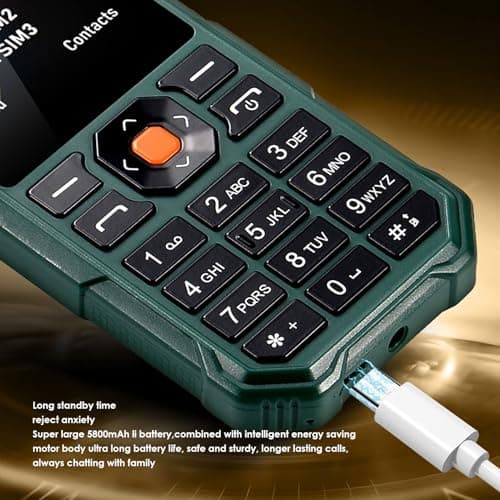 PUSOKEI Big Buttons Cell Phone for Seniors, Basic Phone with SOS Button, 2.4" Screen, HD Camera, Flashlight, FM Radio, Bluetooth, Flashlight, Triple SIM Slot, 5800mAh Battery (Green) — view 2