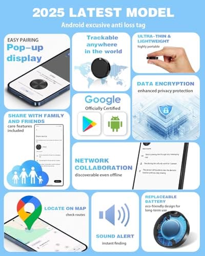 Air Tags for Android,Air Tags-1 Pack Android,Android Tracker Tags,2 Year Battery Life,Google Find Trackers for Google'S Find Hub App,IP65 Waterproof Luggage Tracker Android for Keys,Wallets,Luggage — view 2