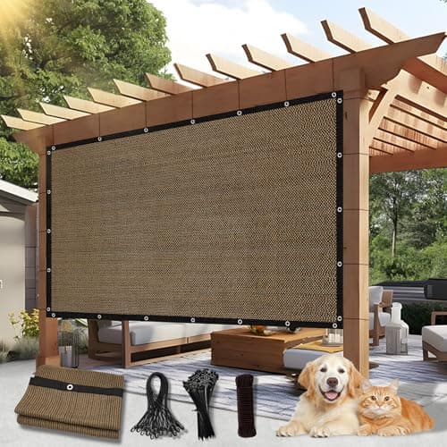 BELLE DURA 90% Outdoor Sun Shade Cloth, 6'×8' Pergola Shade Cover with Grommets, Privacy Screen Sunshades for Patio Garden Backyard Plant, Mocha