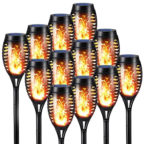 Toodour Solar Flame Torch Lights, 12 Pack Solar Lights Outdoor with Flickering Flame, Waterproof Solar Pathway Lights Landscape Decoration Lighting for Garden, Lawn, Patio, Yard, Outdoor Decorations