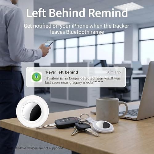 Air Tracker Tags-2 Pack[Apple MFi Certified]Work with Apple Find My(iOS Only)Bluetooth Smart Tag Item Finder Locator Global Tracking Waterproof 100dB Sound Replaceable Battery for Kids Key Car Wallet — view 2