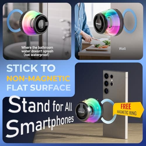 Magnetic Bluetooth Speaker, Mini Speaker, Loudspeaker with Bass Diaphragm — view 2