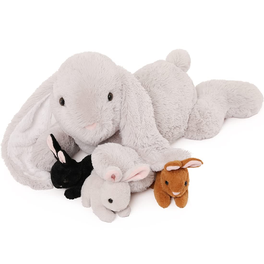 MorisMos Giant Easter Bunny Teddy Soft Toy, 60cm Cuddly Rabbit Teddy with 3 Baby Inside, Big Fluffy Bunny Stuffed Animals Gift for Kids Girlfriend Birthday Easter Decorations — view 13