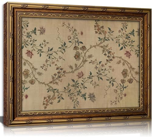 Vintage gold framed Floral Vine wall art Retro Beige Botanical Painting Canvas Prints Elegant Antique Flower French Leaf Wall Decor for Farmhouse Bedroom Living Room Home Decration 9x11in